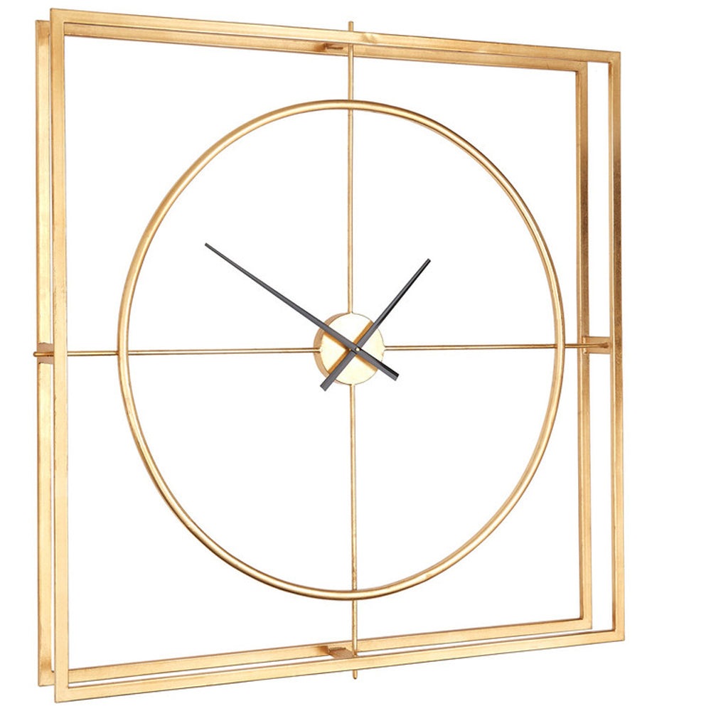 Product photograph of Olivia S Boutique Hotel Collection - Square Gold Metal Clock from Olivia's.