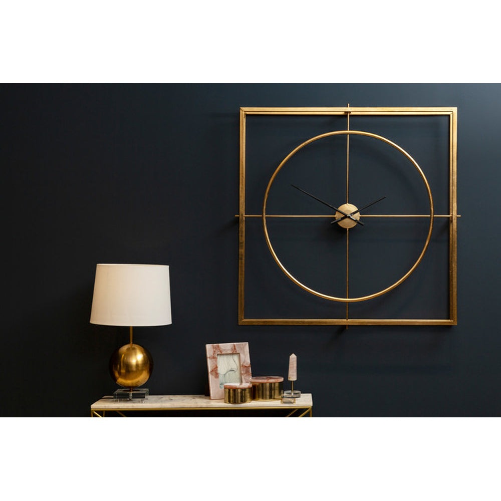 Product photograph of Olivia S Boutique Hotel Collection - Square Gold Metal Clock from Olivia's.