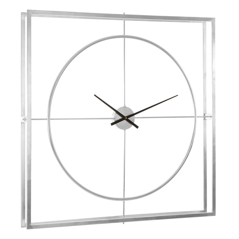 Product photograph of Olivia S Boutique Hotel Collection - Square Silver Metal Clock from Olivia's.