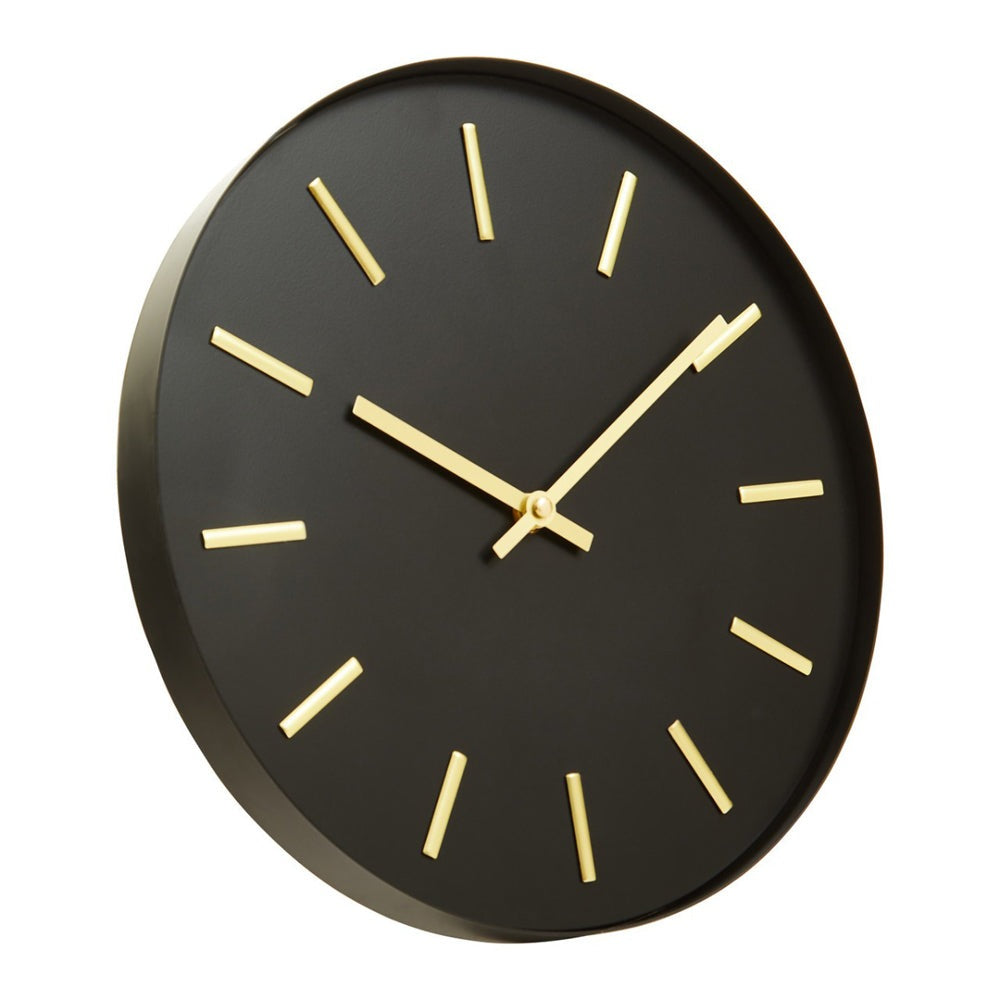 Product photograph of Olivia S Soft Industrial Collection - Vitas Metal Wall Clock In Black Gold from Olivia's.
