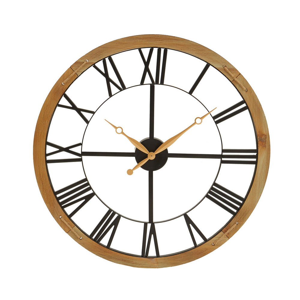 Olivias Soft Industrial Collection Vita Skeleton Metal Wall Clock In Black Gold