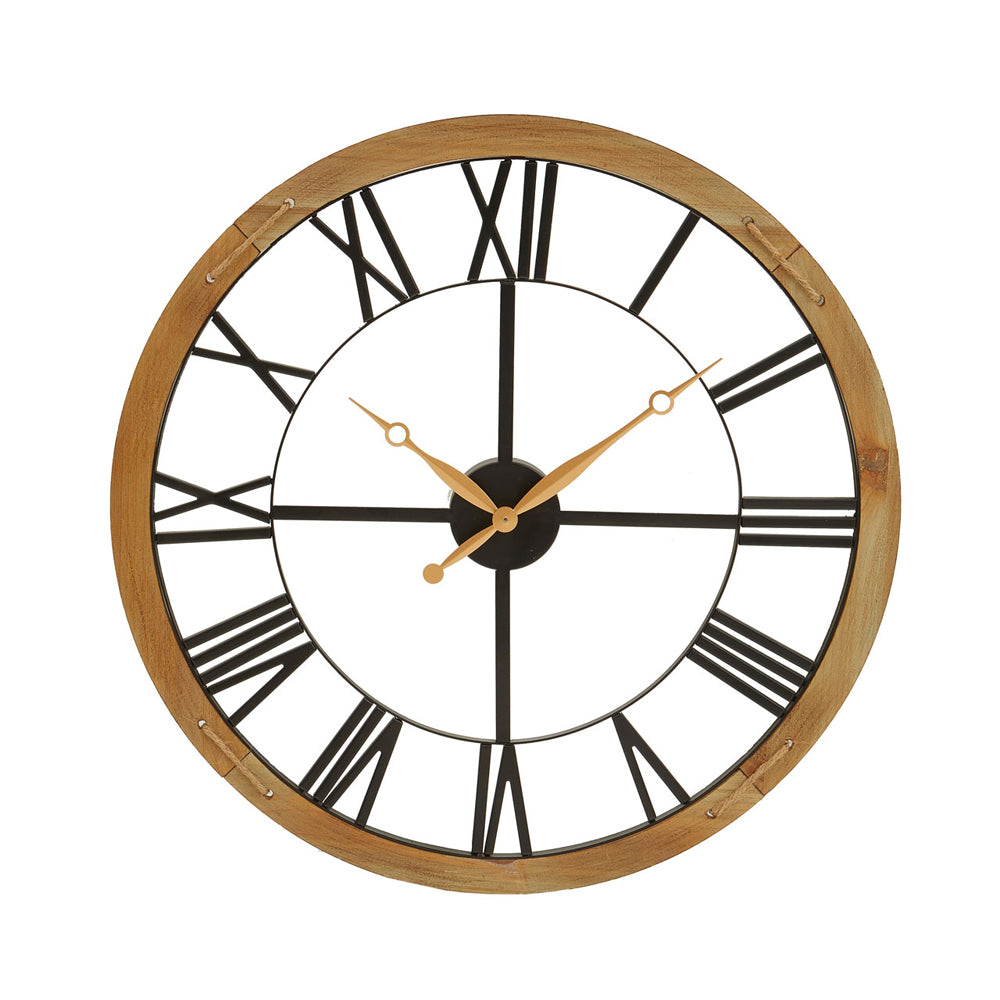 Product photograph of Olivia S Soft Industrial Collection - Vita Skeleton Metal Wall Clock In Black Gold from Olivia's