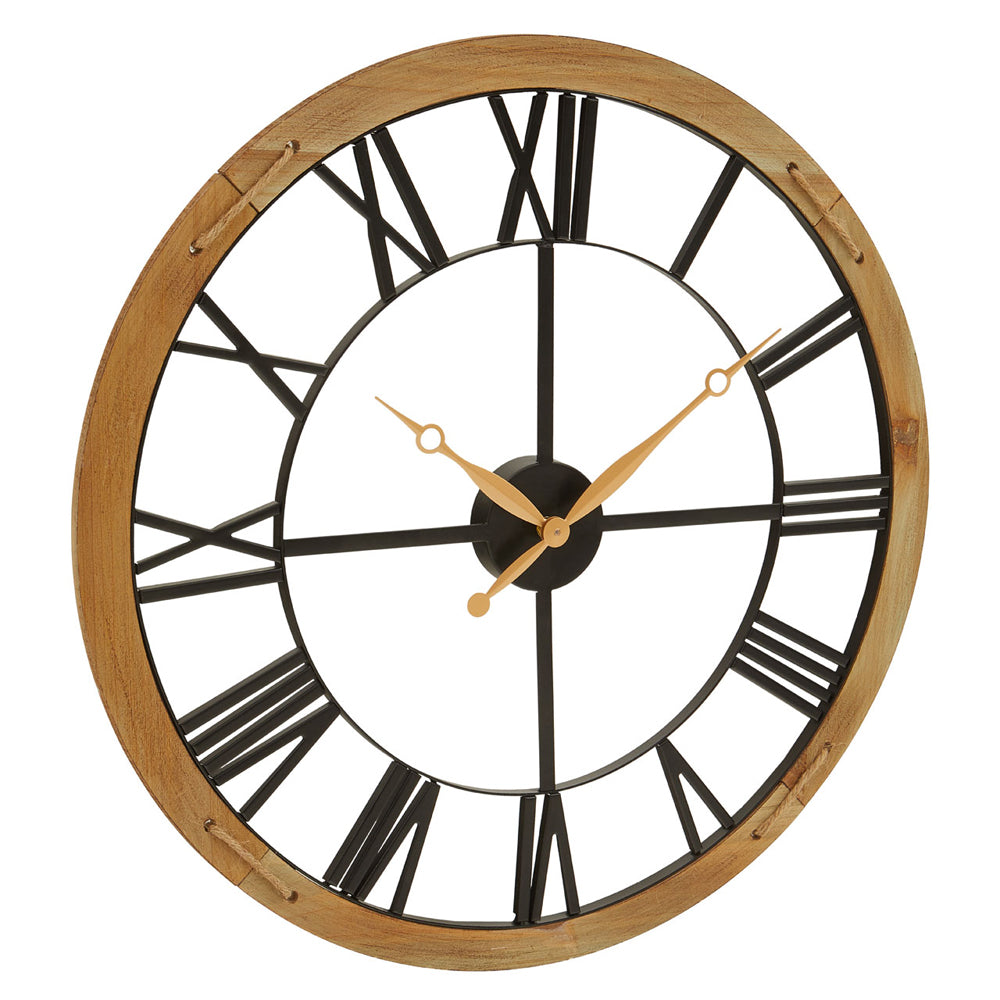 Product photograph of Olivia S Soft Industrial Collection - Vita Skeleton Metal Wall Clock In Black Gold from Olivia's.
