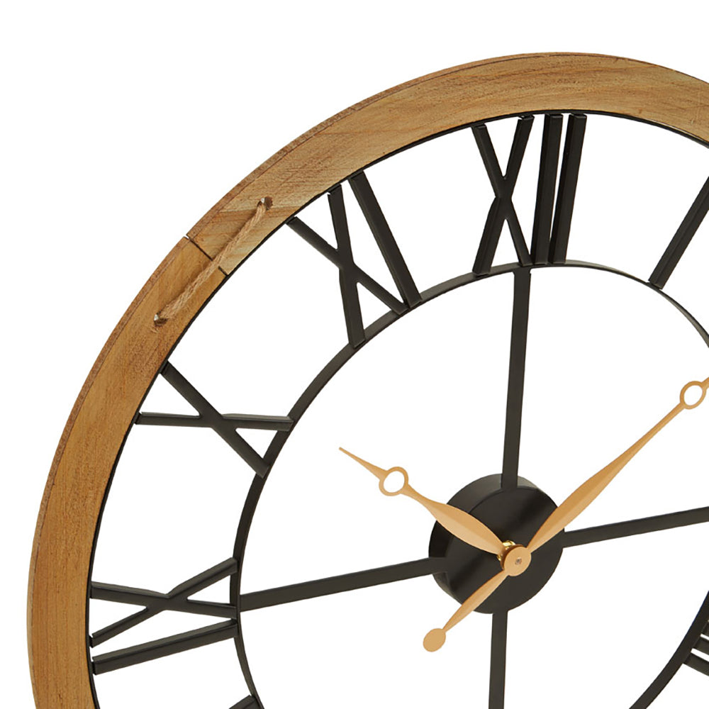 Product photograph of Olivia S Soft Industrial Collection - Vita Skeleton Metal Wall Clock In Black Gold from Olivia's.