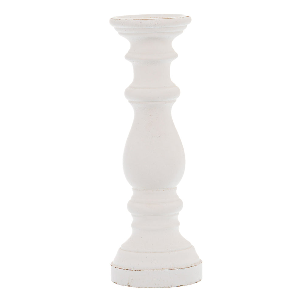 Product photograph of Hill Interiors Ceramic Column Candle Holder In Matt White from Olivia's
