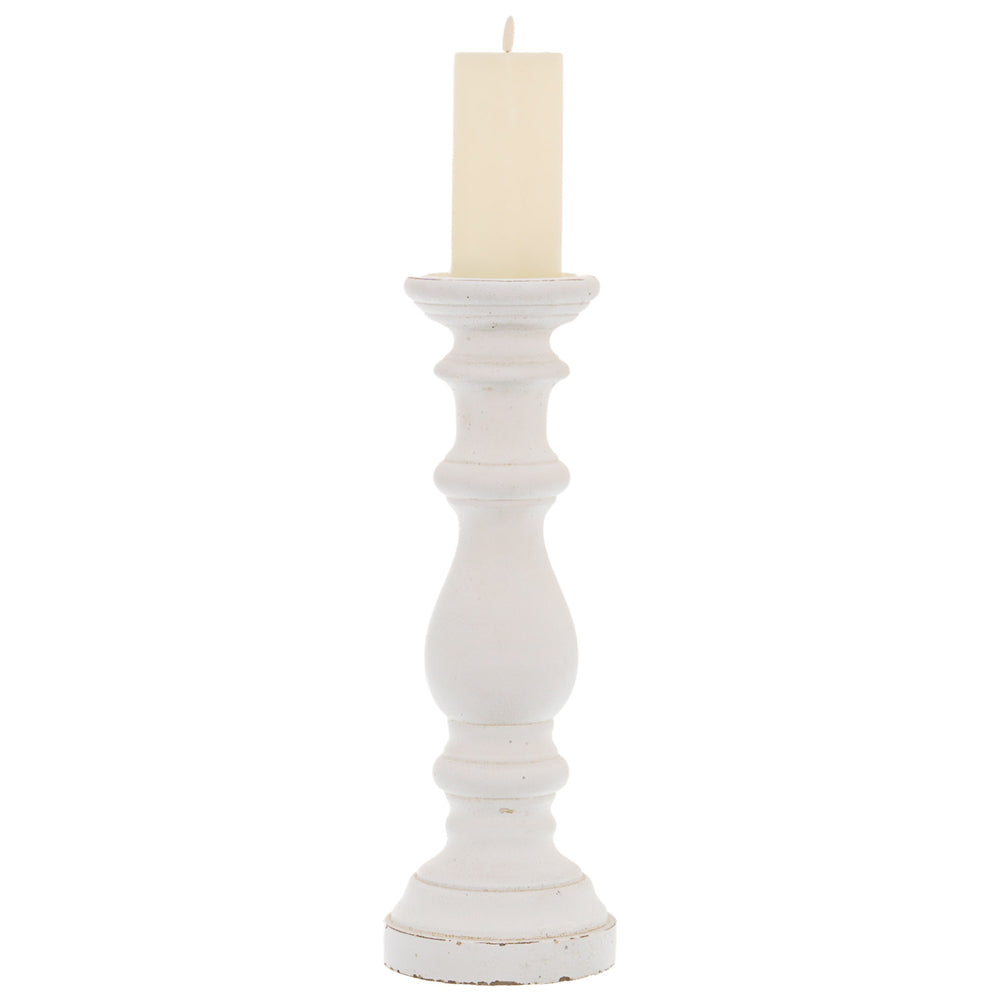 Product photograph of Hill Interiors Large Ceramic Column Large Candle Holder In Matt White from Olivia's.