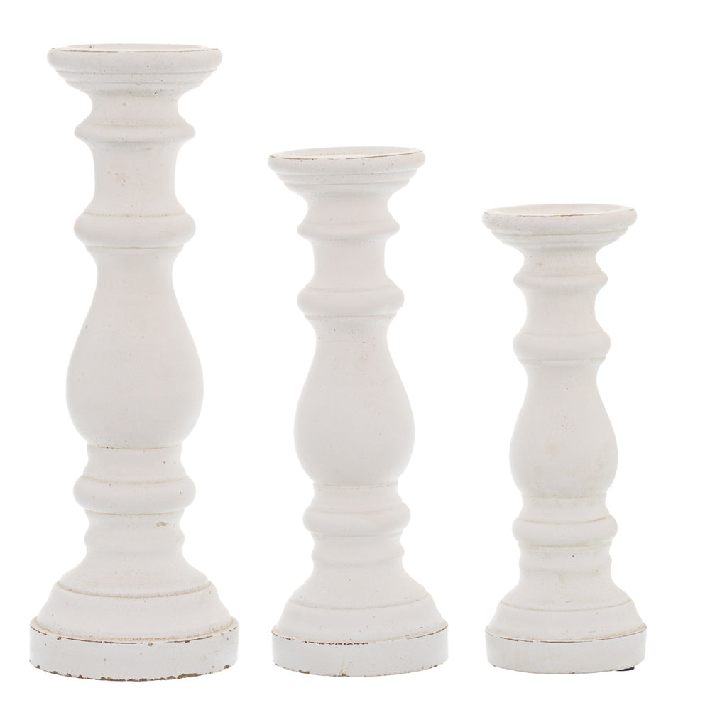 Product photograph of Hill Interiors Large Ceramic Column Large Candle Holder In Matt White from Olivia's.