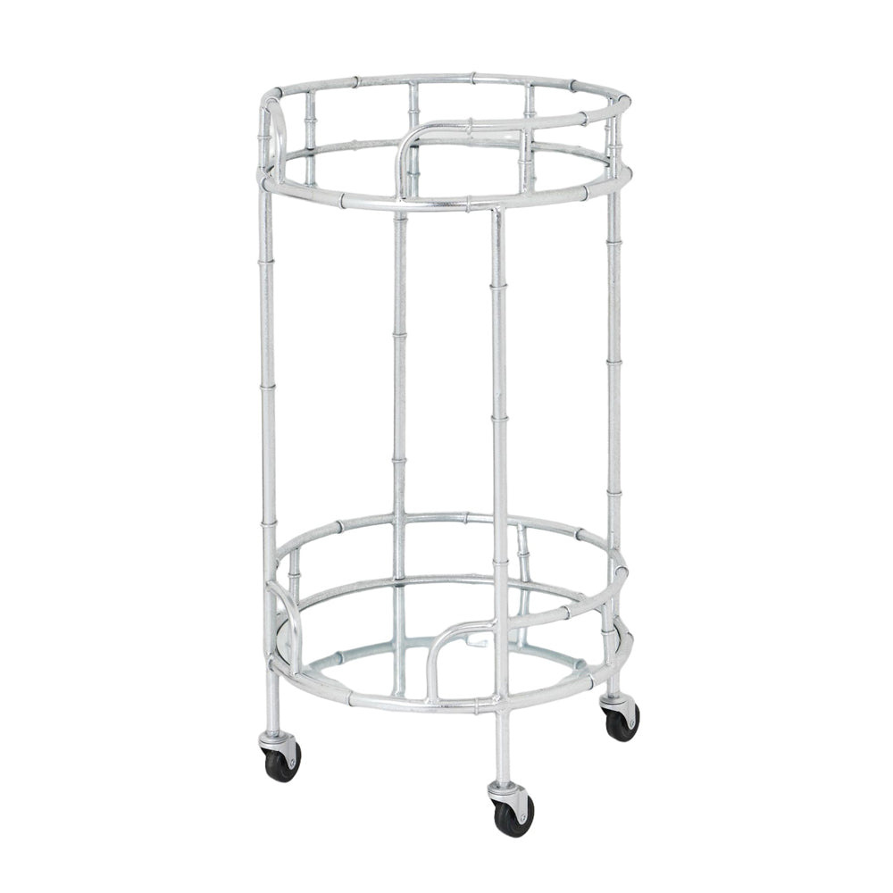 Product photograph of Hill Interiors Round Drinks Trolley In Silver from Olivia's