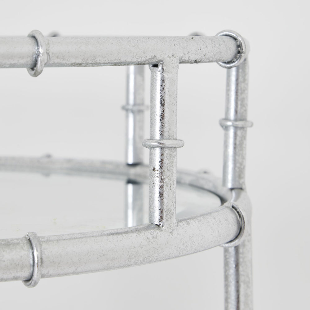 Product photograph of Hill Interiors Round Drinks Trolley In Silver from Olivia's.