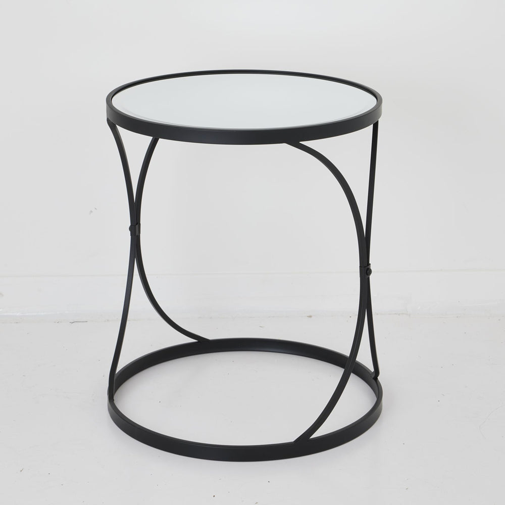 Hill Interiors Set Of 2 Concaved Mirrored Side Tables In Black