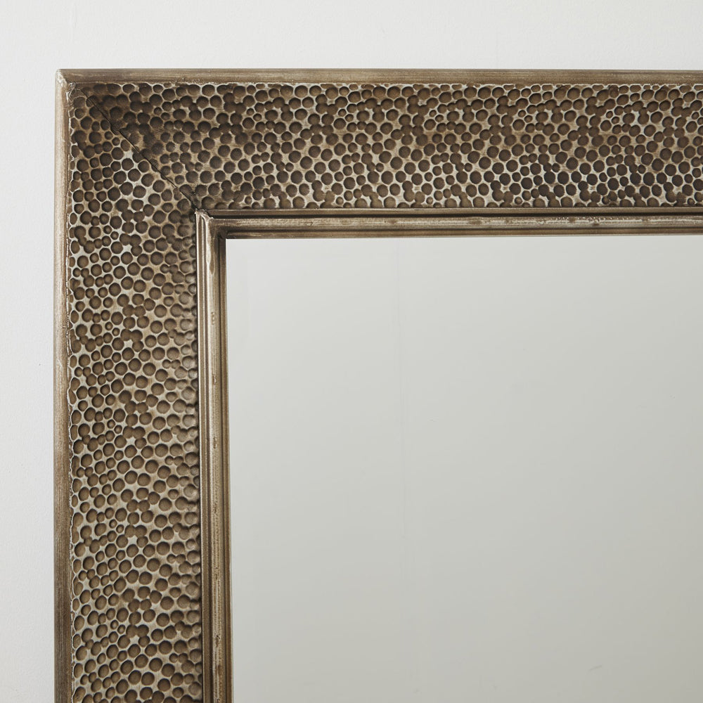 Product photograph of Hill Interiors Large Hammered Rectangular Wall Mirror In Silver from Olivia's.