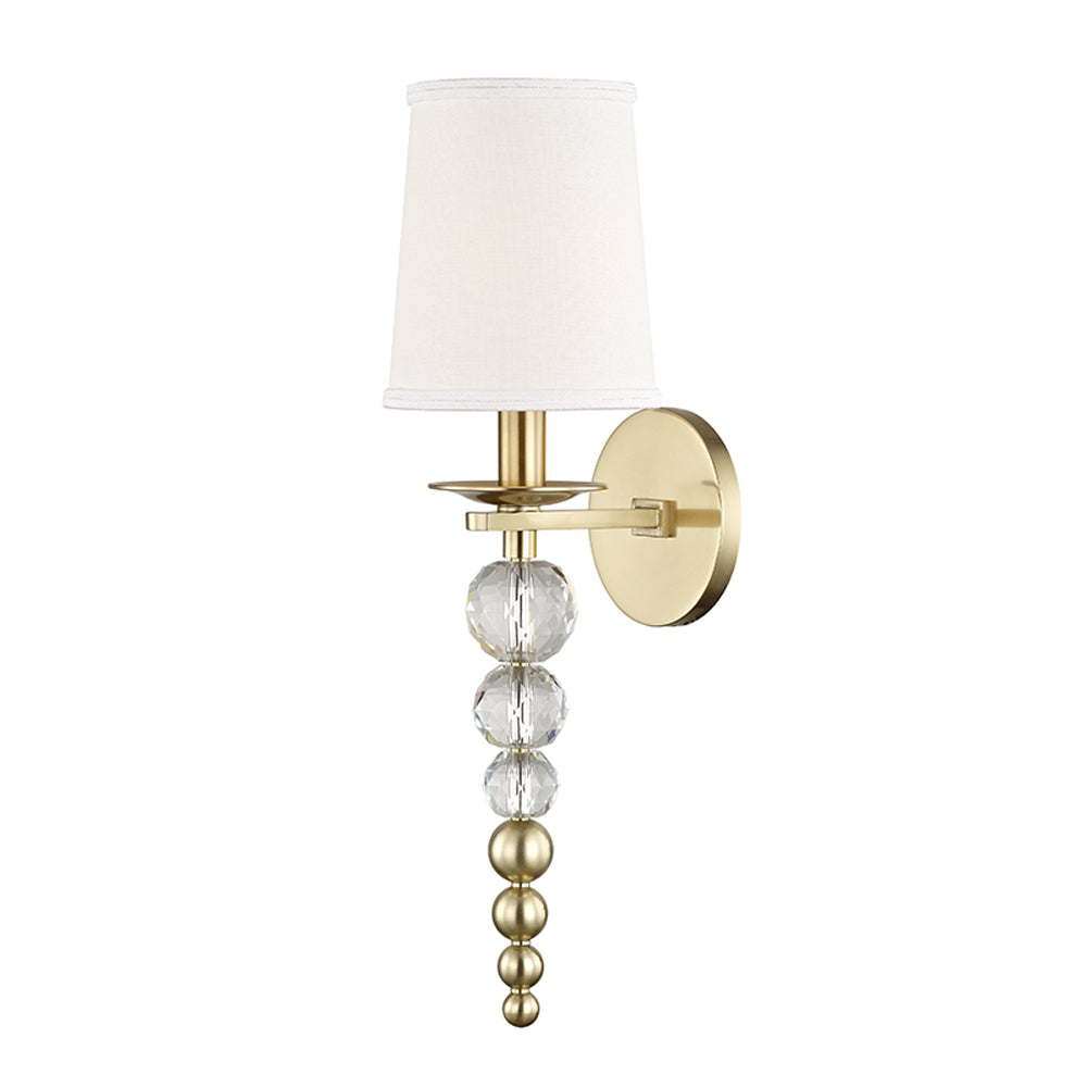 Product photograph of Hudson Valley Lighting Persis Brass Base And Off White Shade Wall Light from Olivia's
