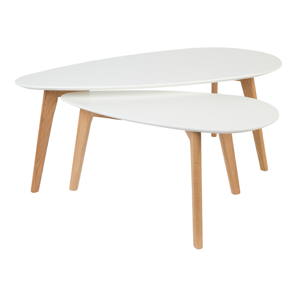 Product photograph of Olivia S Nordic Living Collection - Daeg Set Of 2 Coffee Tables In White from Olivia's
