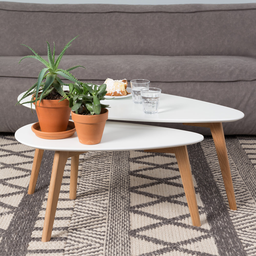 Product photograph of Olivia S Nordic Living Collection - Daeg Set Of 2 Coffee Tables In White from Olivia's.