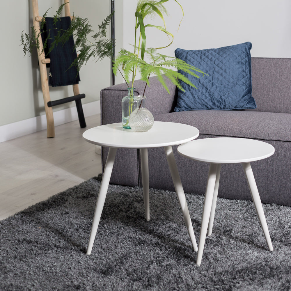 Product photograph of Olivia S Nordic Living Collection - Denby Set Of 2 Side Tables In White from Olivia's.