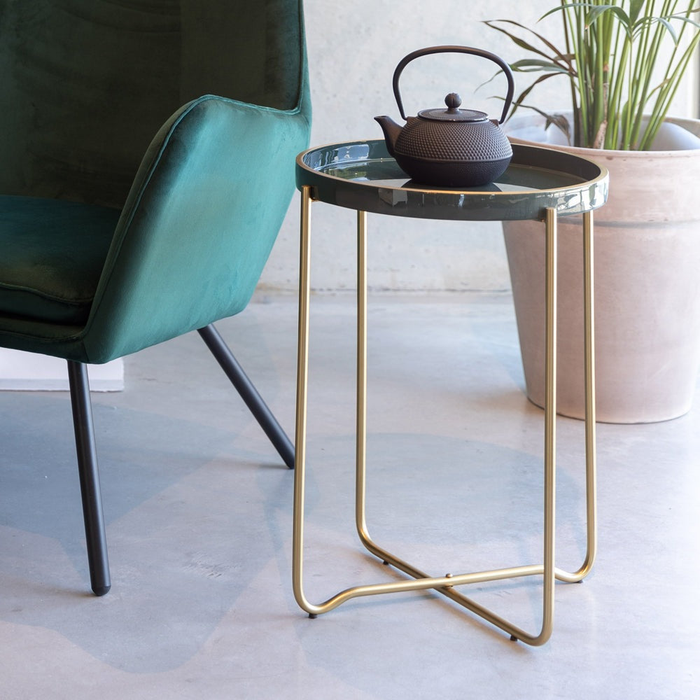 Product photograph of Olivia S Nordic Living Collection - Carmen Side Table In Dark Green from Olivia's.