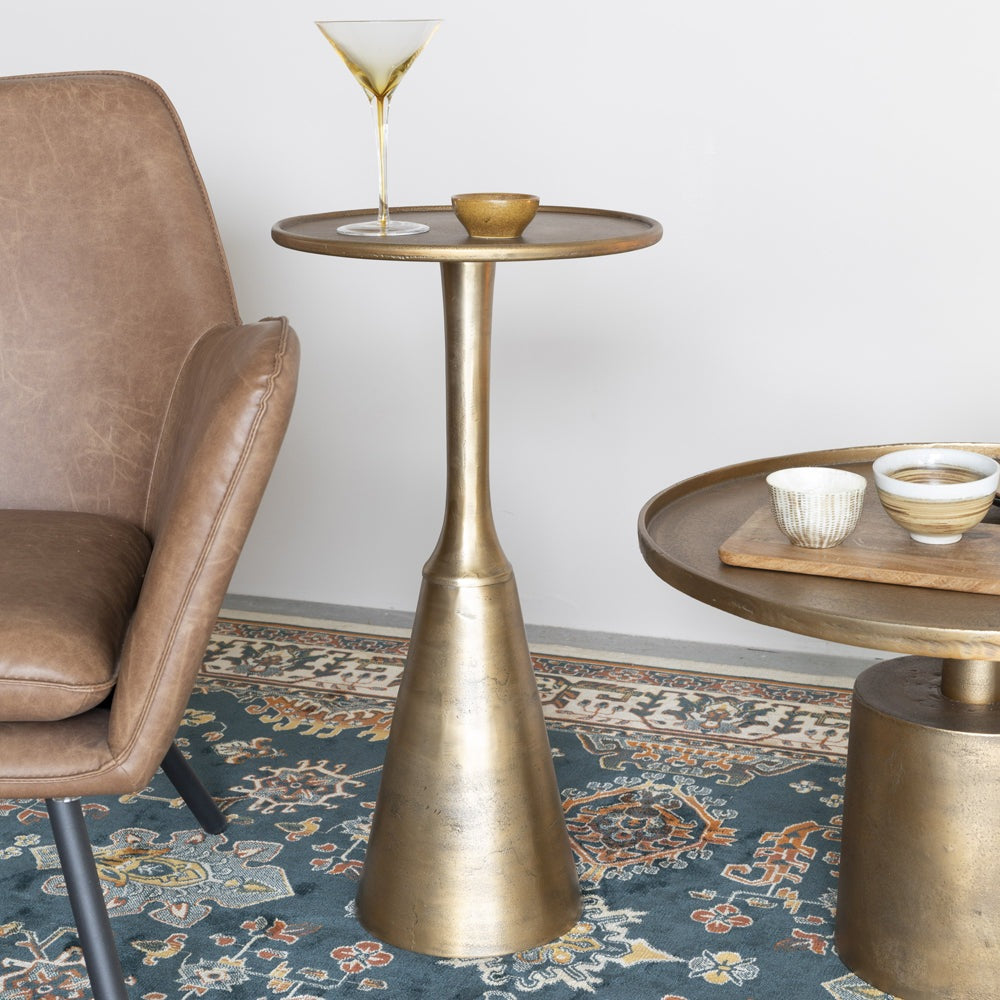 Product photograph of Olivia S Nordic Living Collection - Nilsen Side Table In Antique Brass from Olivia's.
