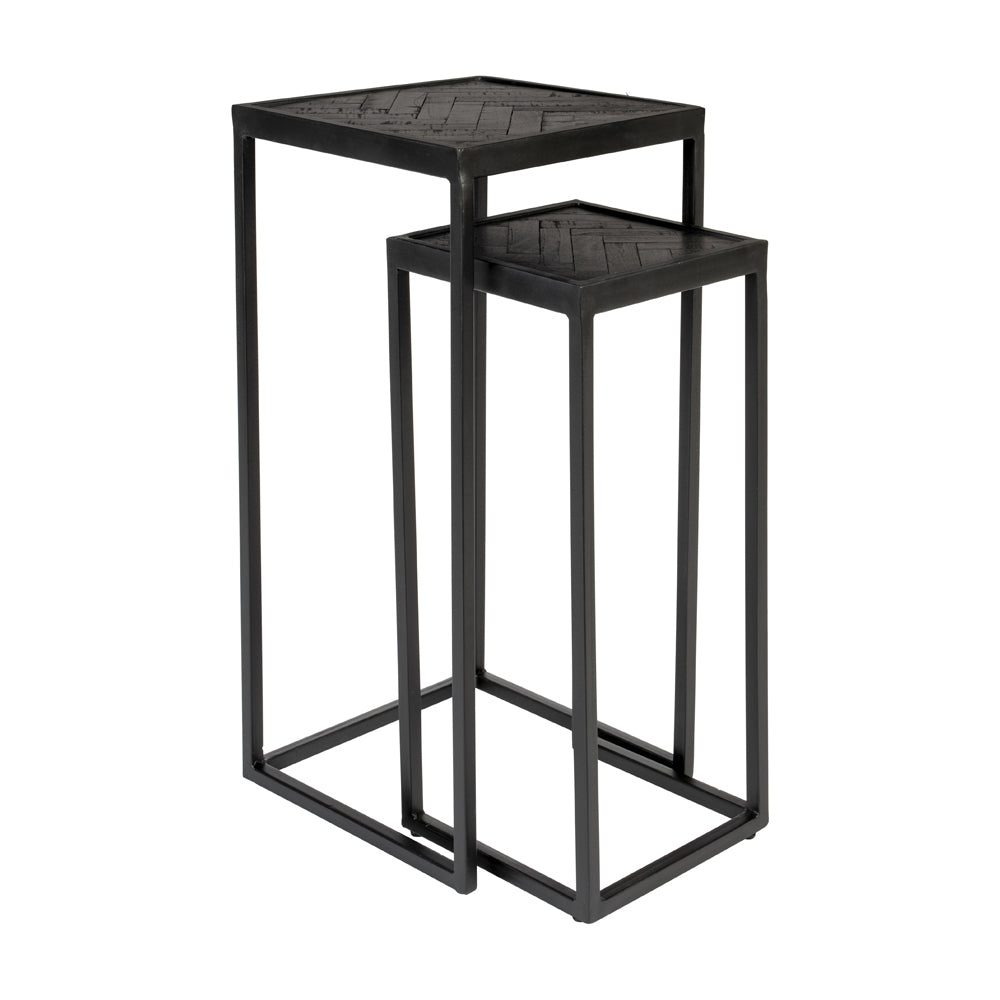 Product photograph of Olivia S Nordic Living Collection Set Of 2 Parkes Side Tables In High Black from Olivia's