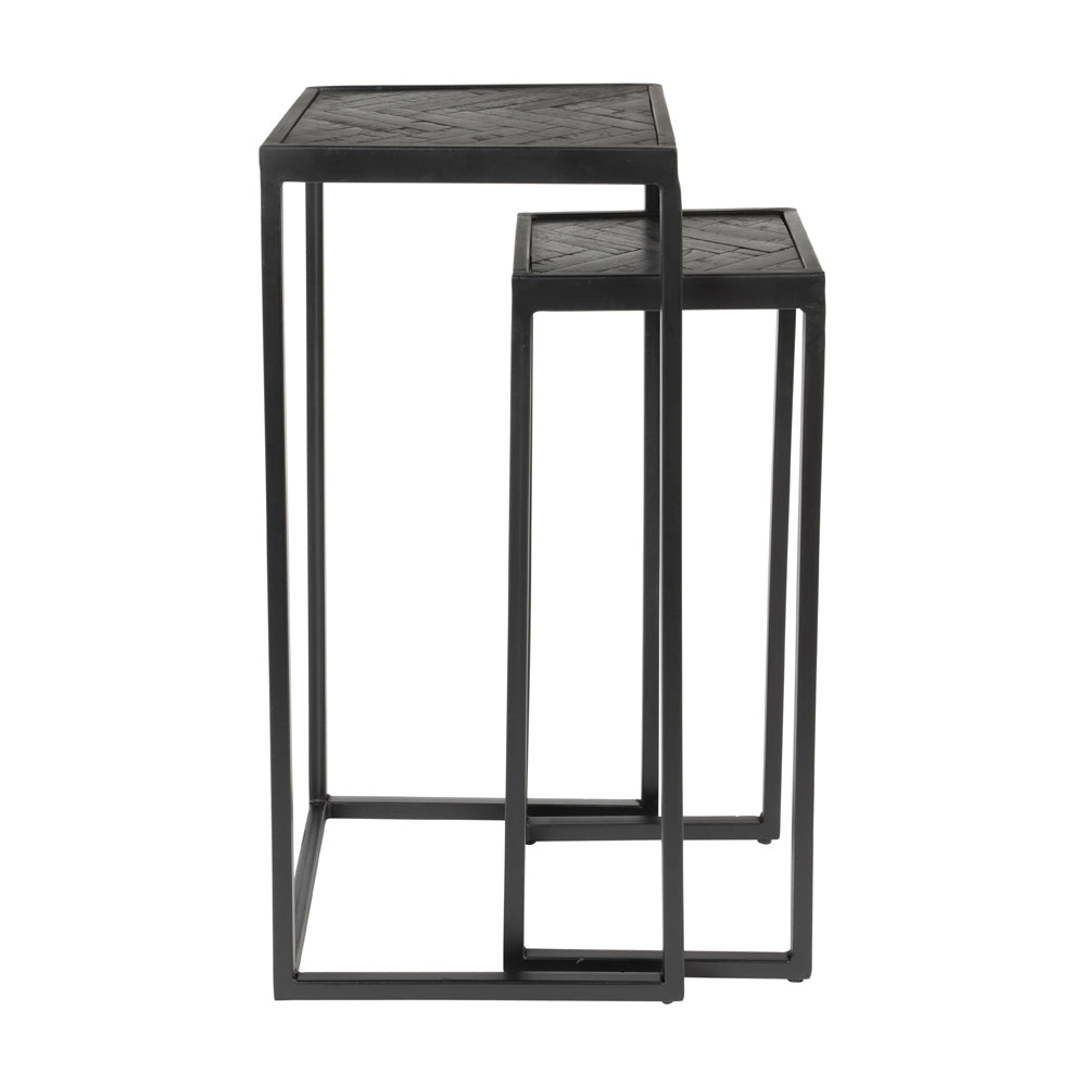 Product photograph of Olivia S Nordic Living Collection Set Of 2 Parkes Side Tables In High Black from Olivia's.