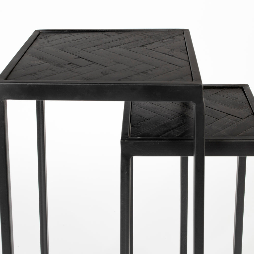Product photograph of Olivia S Nordic Living Collection Set Of 2 Parkes Side Tables In High Black from Olivia's.