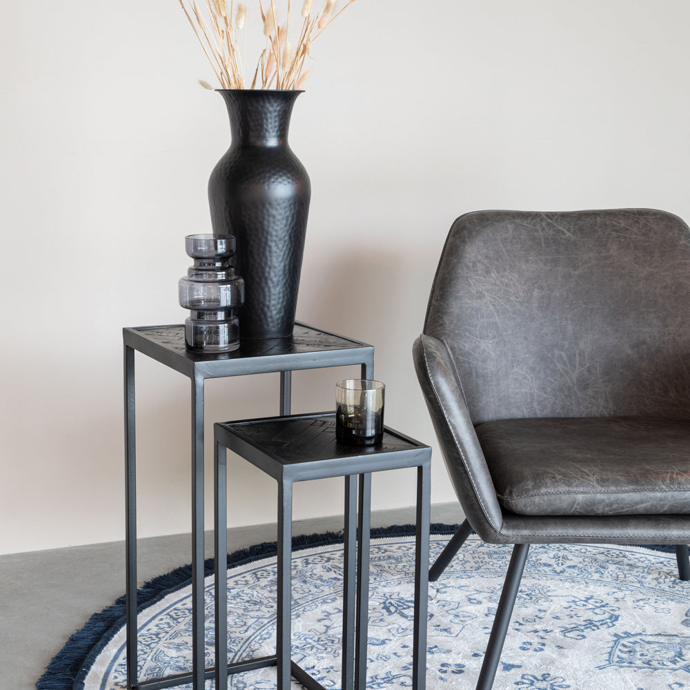 Product photograph of Olivia S Nordic Living Collection Set Of 2 Parkes Side Tables In High Black from Olivia's.