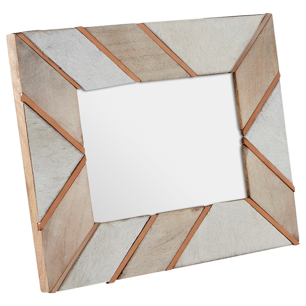 Product photograph of Olivia S Cowhide And Mango Wood Photo Frame 5x7 from Olivia's.