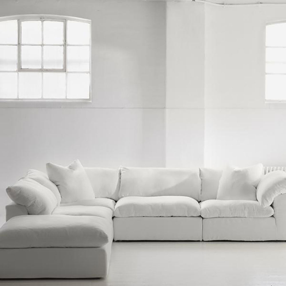 Andrew Martin Truman Sectional 5 Seater Sofa White Footstool