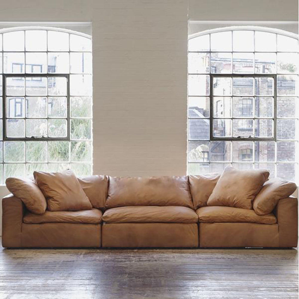 Andrew Martin Truman Large Leather 3 Seater Sofa Tan Armless Section