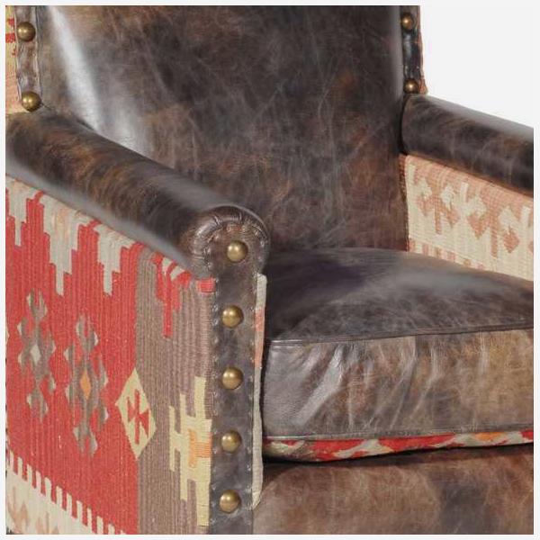 Product photograph of Andrew Martin Marlborough Kilim Fudge Leather Armchair from Olivia's.