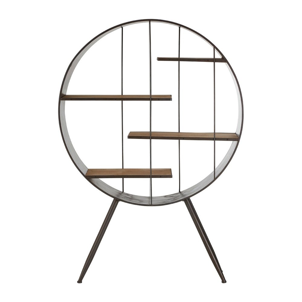 Product photograph of Olivia S Terra Metal Wood Round Shelf Unit from Olivia's