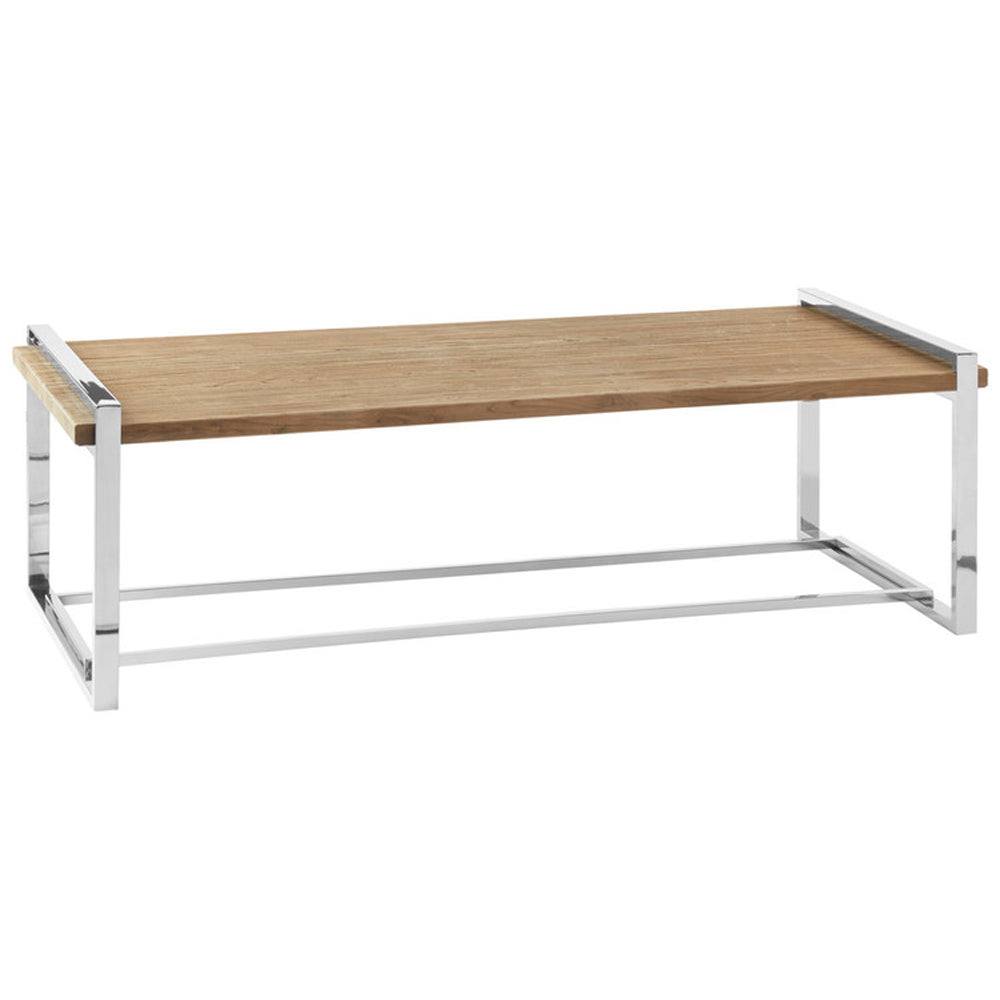 Product photograph of Olivia S Otti Elm Wooden Coffee Table With Stainless Steel Base from Olivia's.