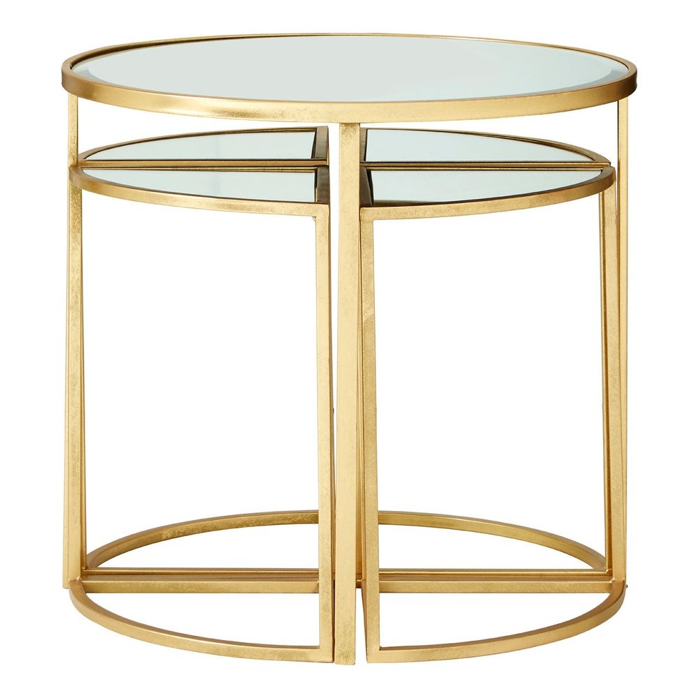 Product photograph of Olivia S Set Of 5 Farrell Iron Tables In Champagne Gold from Olivia's