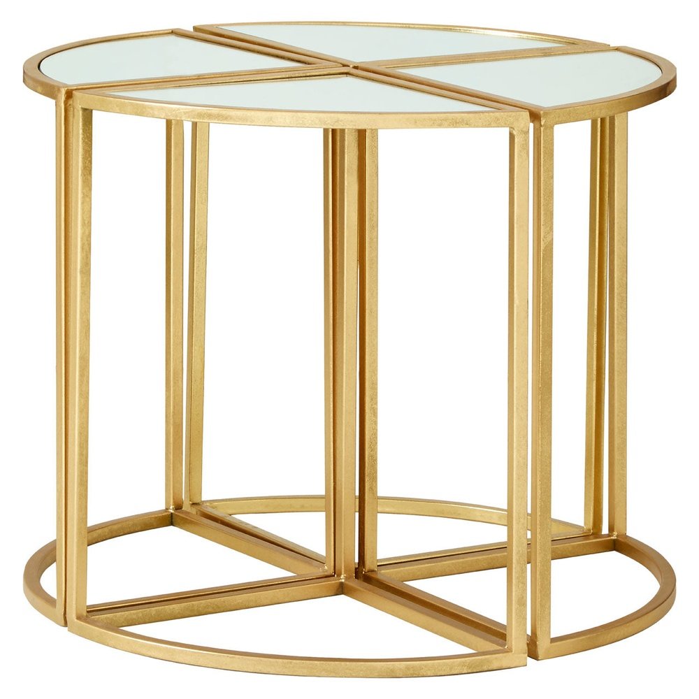 Product photograph of Olivia S Set Of 5 Farrell Iron Tables In Champagne Gold from Olivia's.