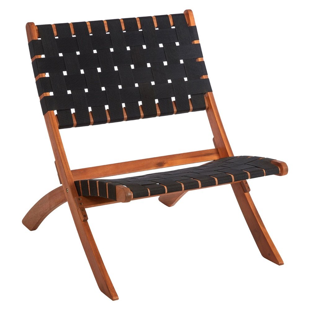 Product photograph of Olivia S Emily Woven Accent Chair Black Natural Acacia Wood from Olivia's.