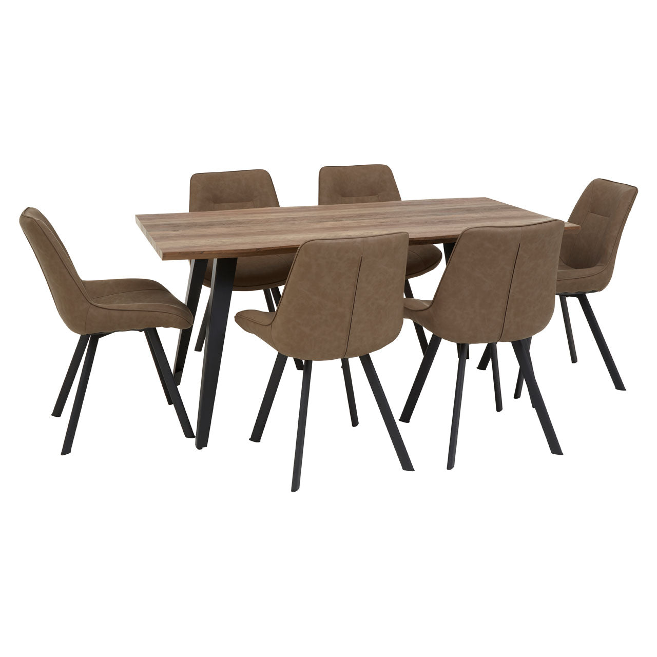 Product photograph of Olivia S 7 Piece Westbury Rectangle Dining Set In Brown from Olivia's