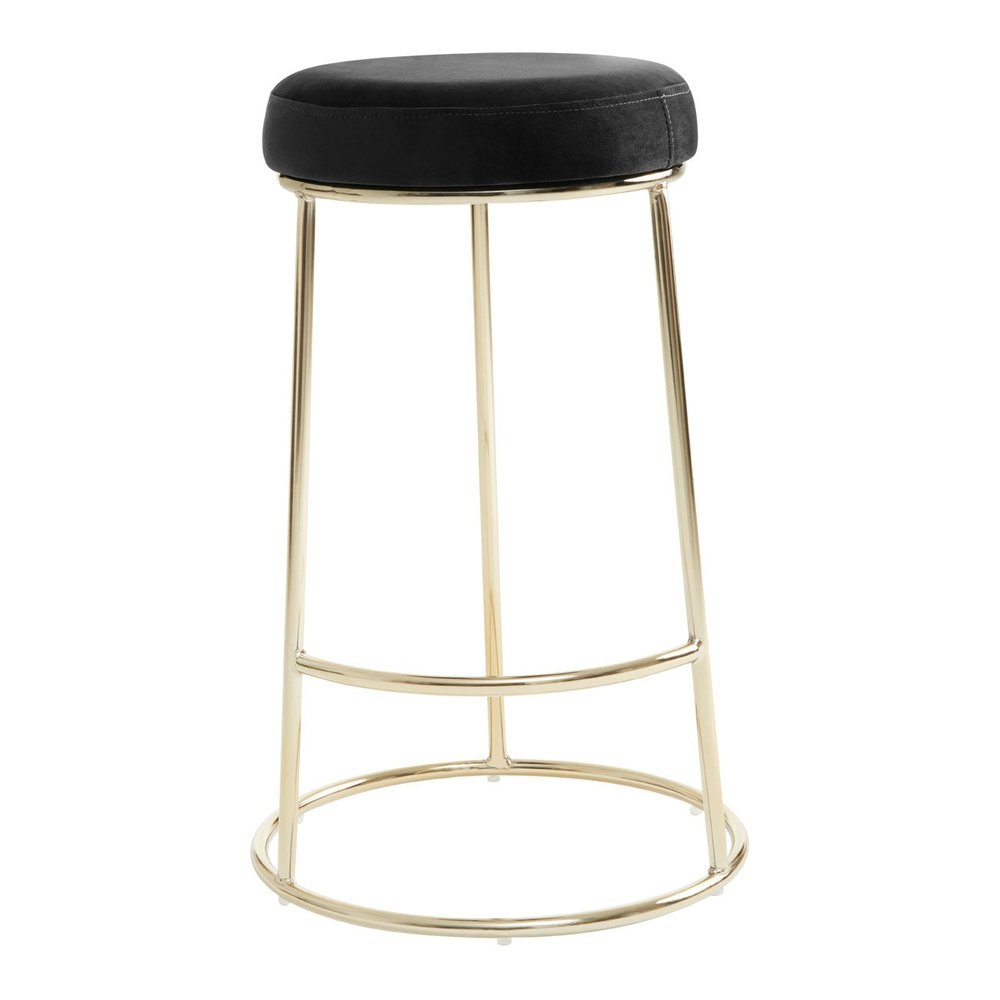 Product photograph of Olivia S Minerva Bar Stool In Black Velvet Gold from Olivia's