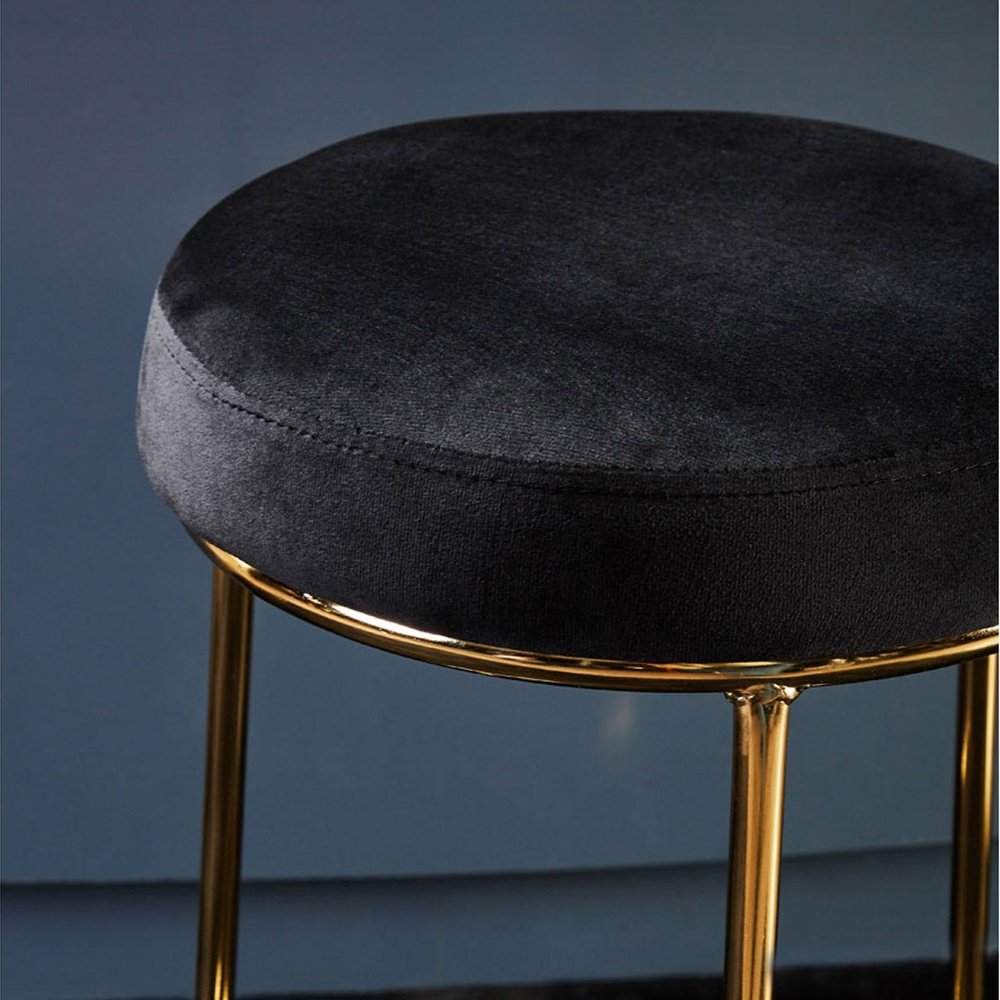 Product photograph of Olivia S Minerva Bar Stool In Black Velvet Gold from Olivia's.