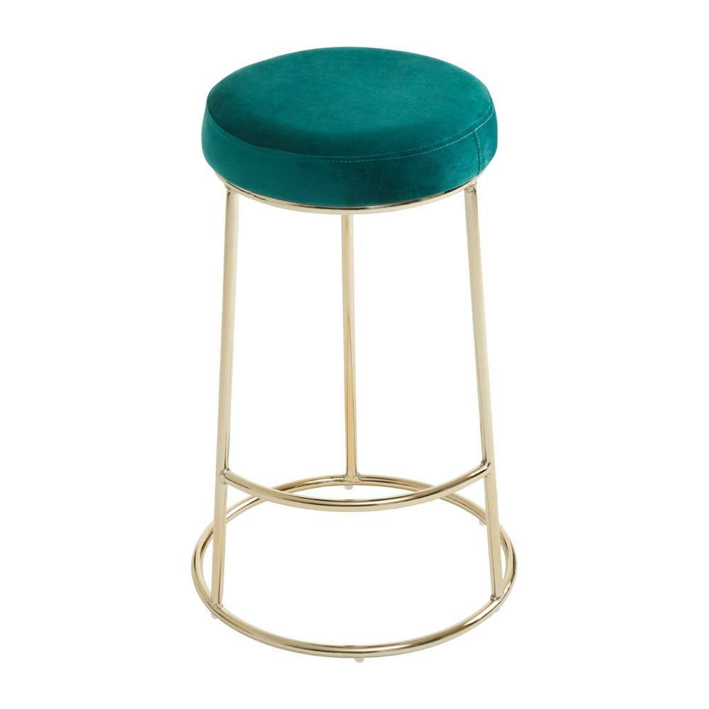 Product photograph of Olivia S Minerva Bar Stool In Emerald Green Velvet Gold from Olivia's.