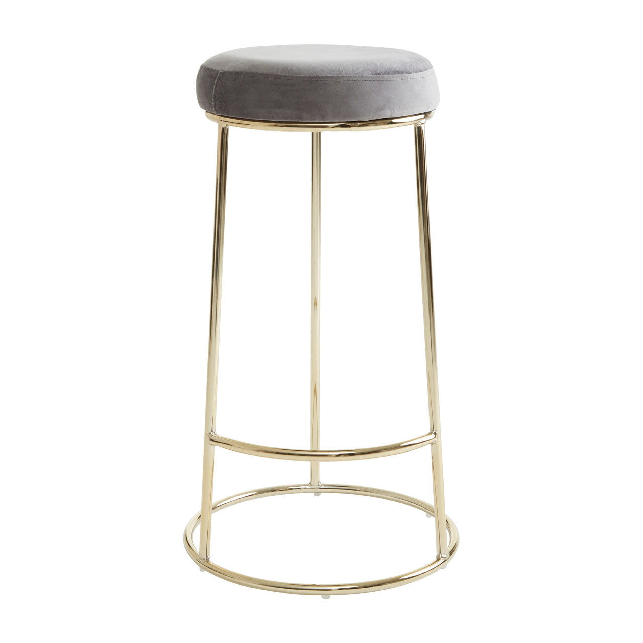 Product photograph of Olivia S Minerva Tall Bar Stool In Grey Velvet Gold from Olivia's