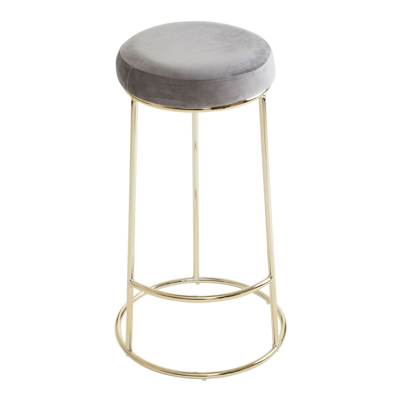 Product photograph of Olivia S Minerva Tall Bar Stool In Grey Velvet Gold from Olivia's.