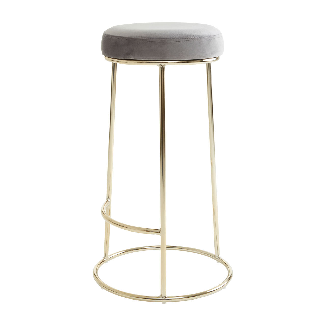 Product photograph of Olivia S Minerva Tall Bar Stool In Grey Velvet Gold from Olivia's.