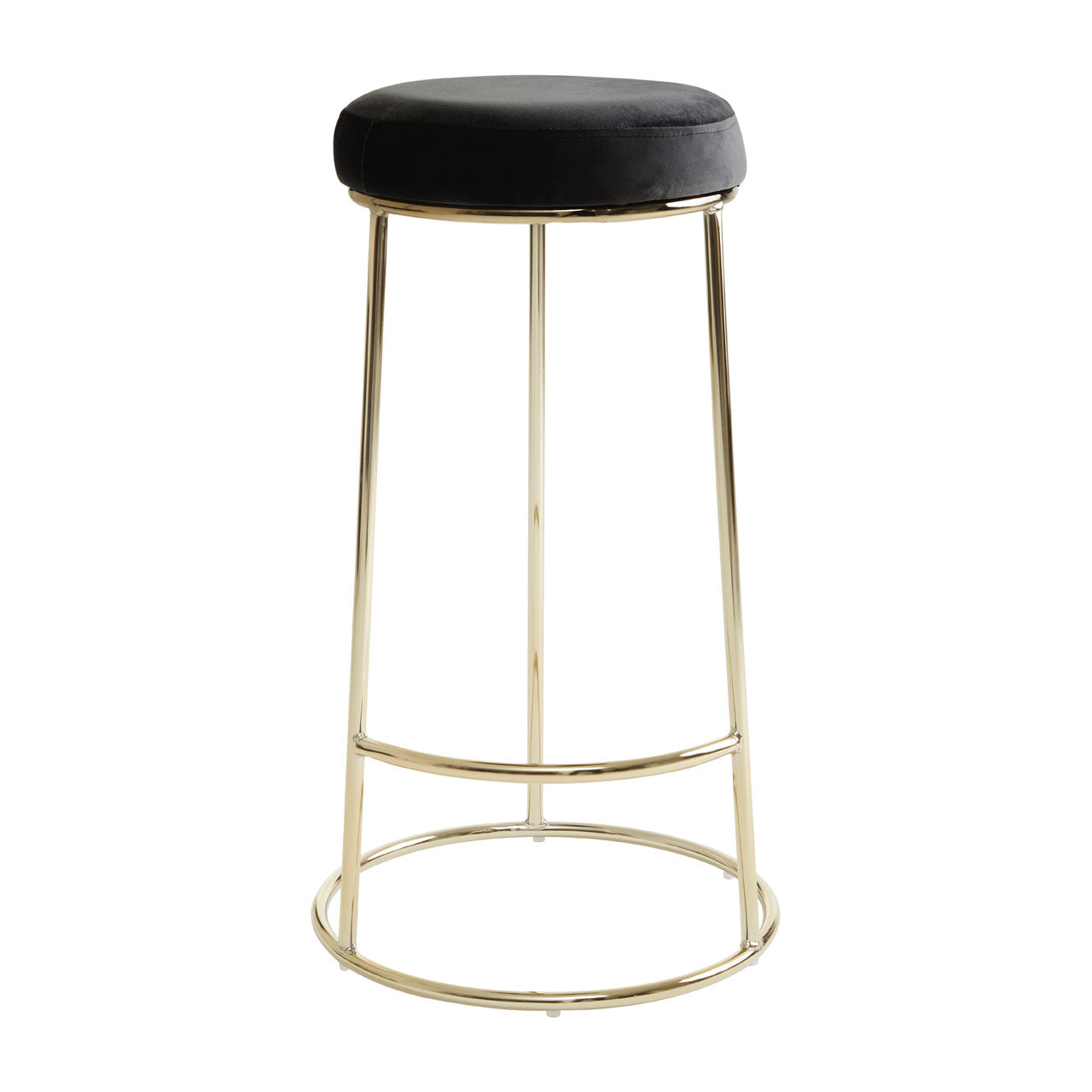 Olivias Minerva Tall Bar Stool In Black Velvet Gold