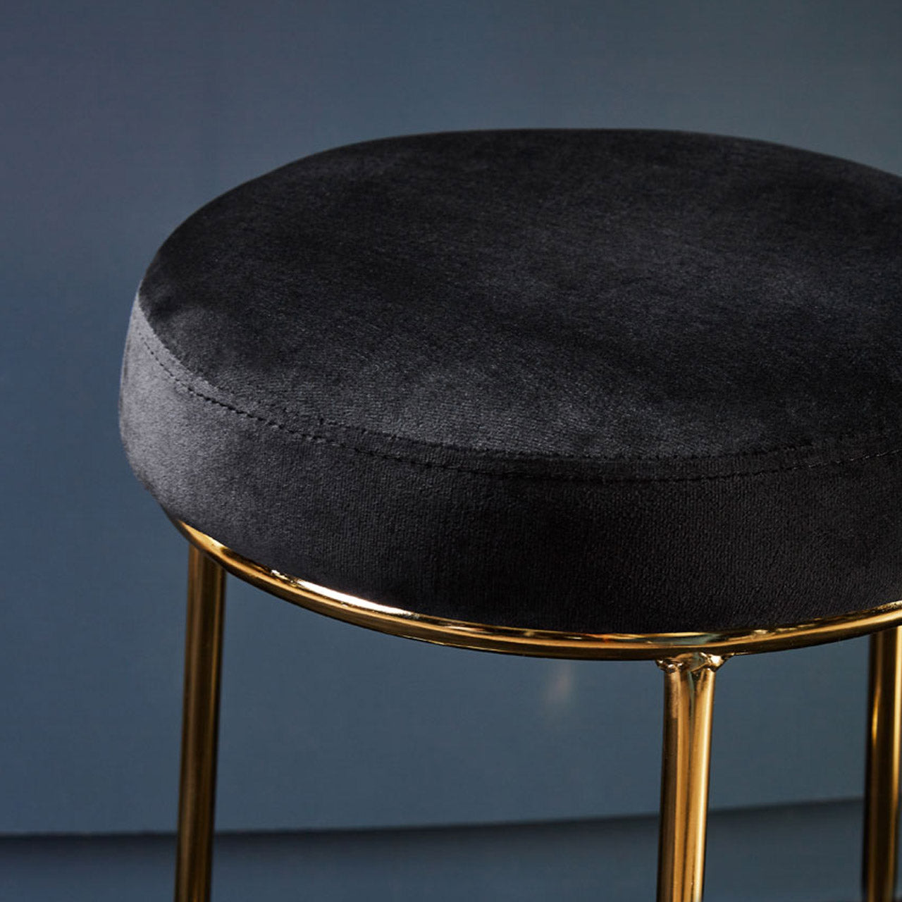 Product photograph of Olivia S Minerva Tall Bar Stool In Black Velvet Gold from Olivia's.