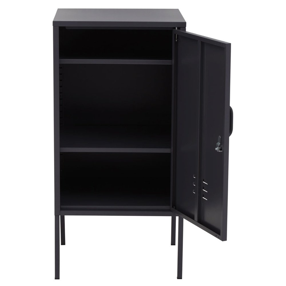 Product photograph of Olivia S Asher 1 Drawer Metal Lockable Cabinet In Black from Olivia's.