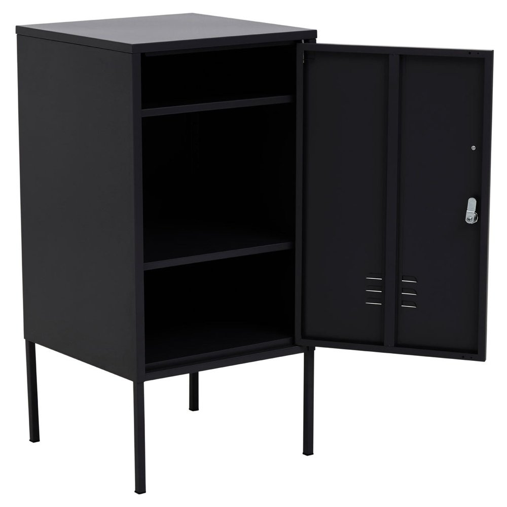Product photograph of Olivia S Asher 1 Drawer Metal Lockable Cabinet In Black from Olivia's.