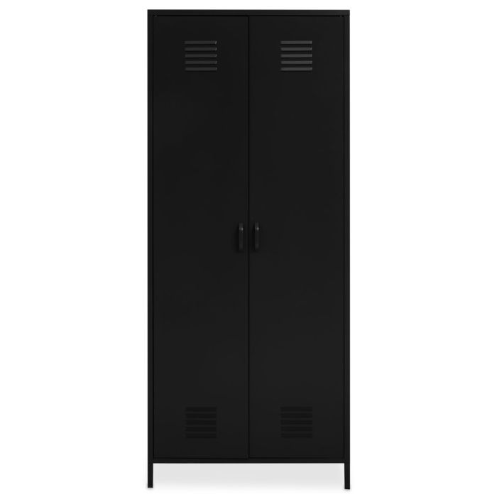 Product photograph of Olivia S Academy Two Door Black Wardrobe from Olivia's