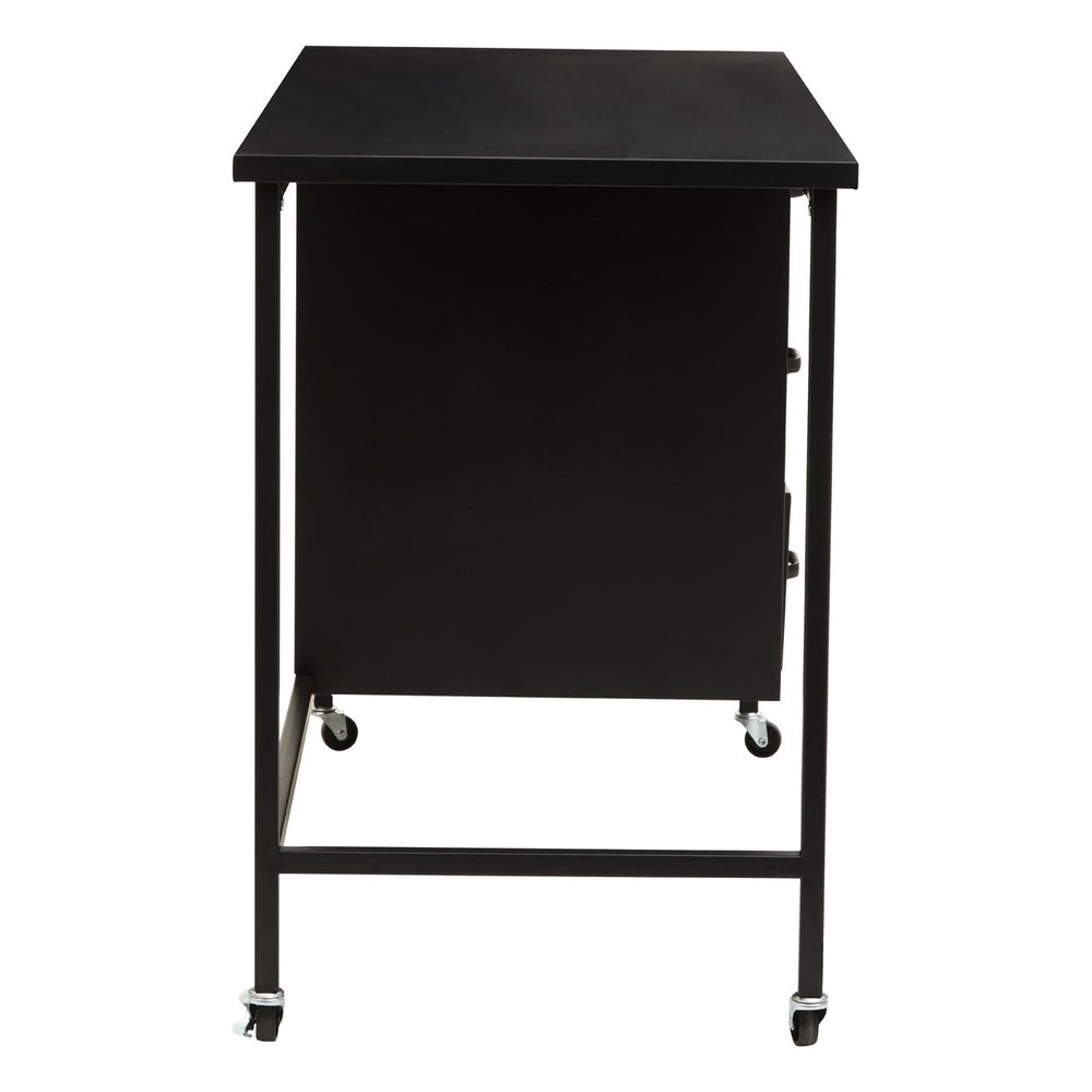 Product photograph of Olivia S Asher 3 Drawer Metal Desk With Wheels In Black from Olivia's.