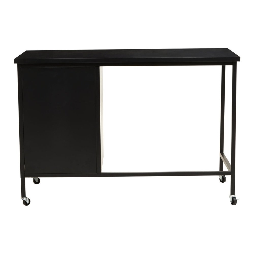 Product photograph of Olivia S Asher 3 Drawer Metal Desk With Wheels In Black from Olivia's.