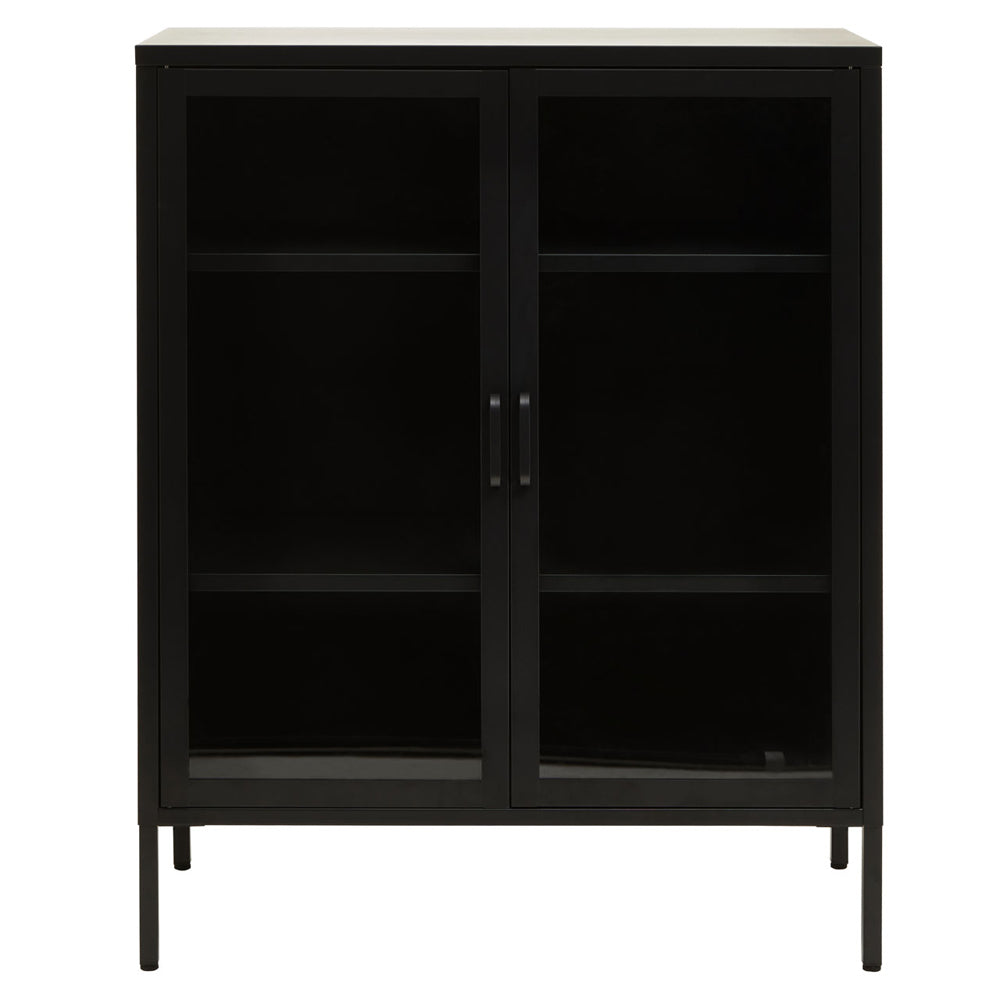 Product photograph of Olivia S Soft Industrial Collection - Ariella Two Door Cabinet In Black from Olivia's