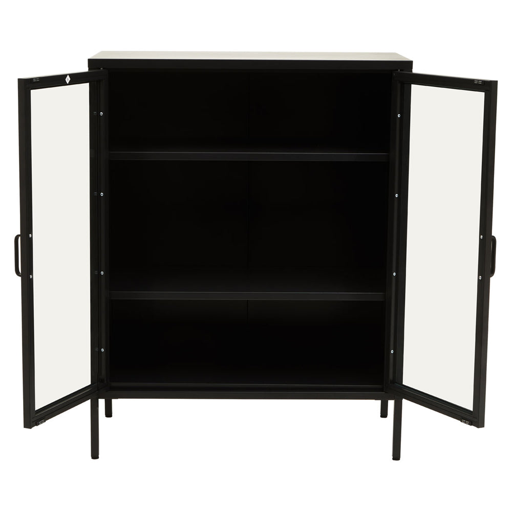 Product photograph of Olivia S Soft Industrial Collection - Ariella Two Door Cabinet In Black from Olivia's.